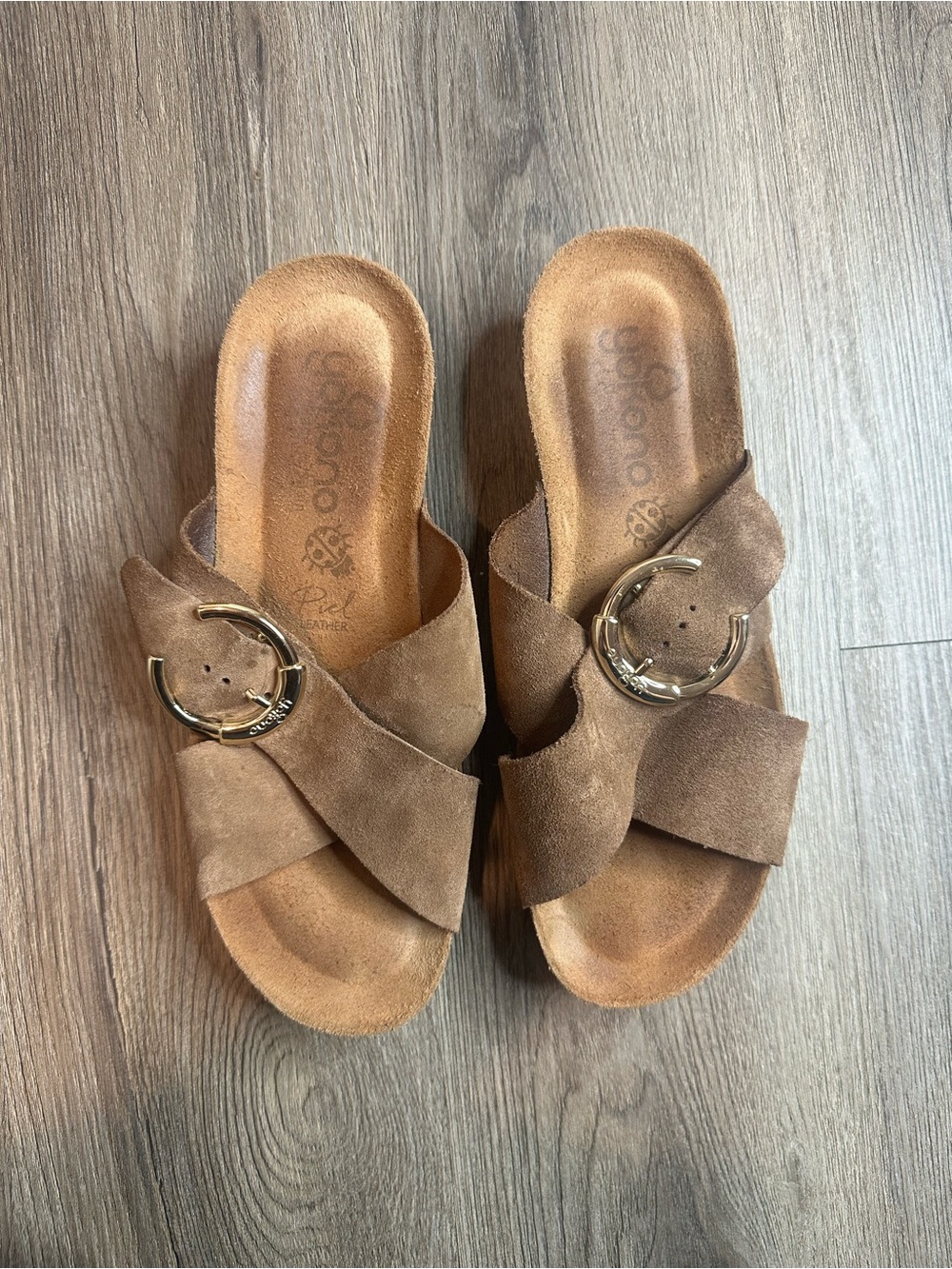 Yokono Leather Suede Sandals Made In Spain Light Brown Women's size 7.5